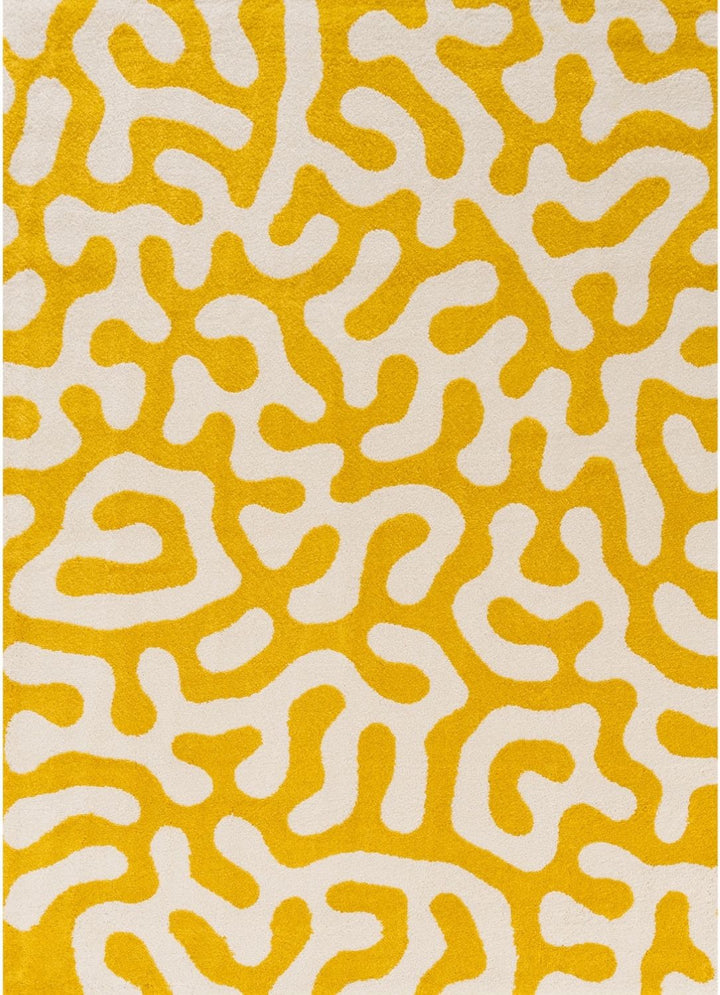 Joli Abstract Yellow & White Easy Care Rug