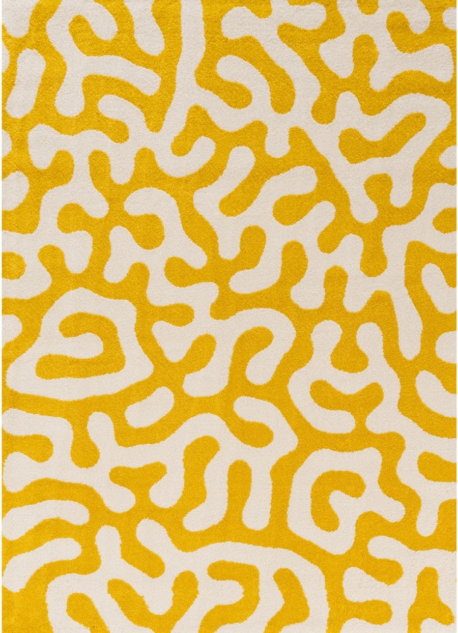 Joli Abstract Yellow & White Easy Care Rug