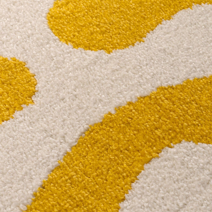 Joli Abstract Yellow & White Easy Care Rug
