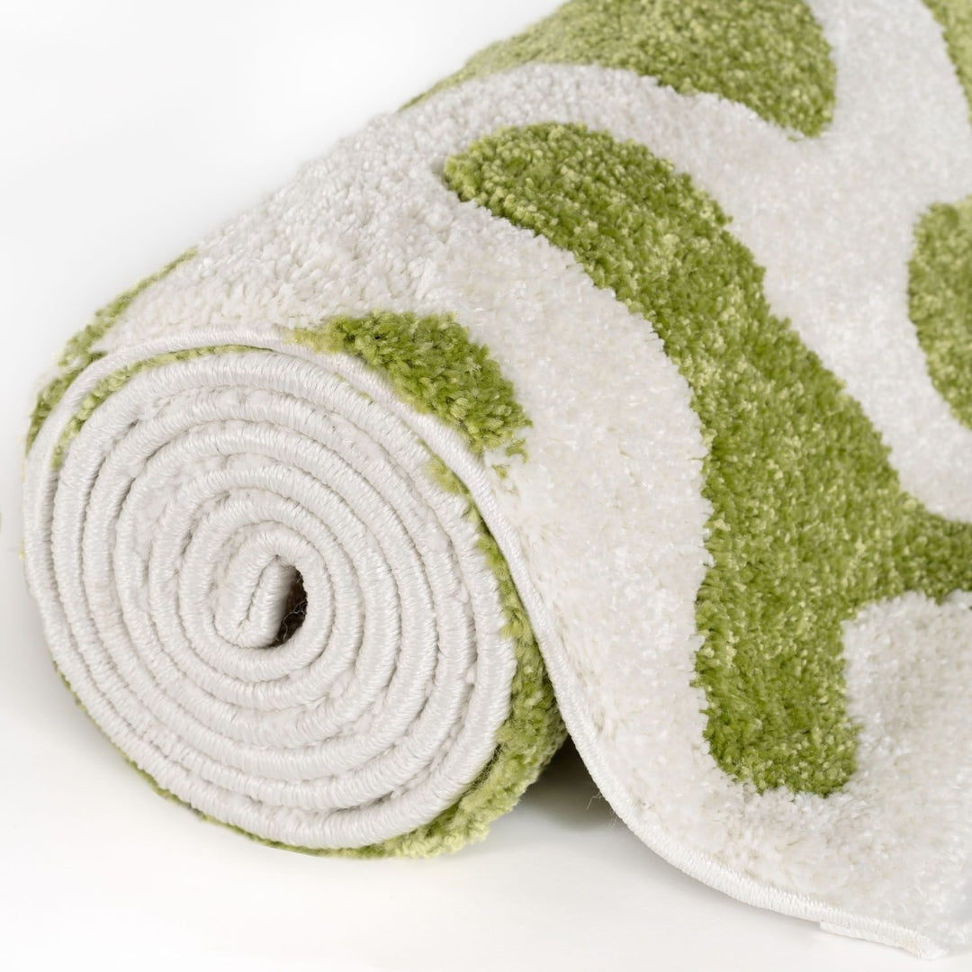 Joli abstract Green & White High Pile Rug