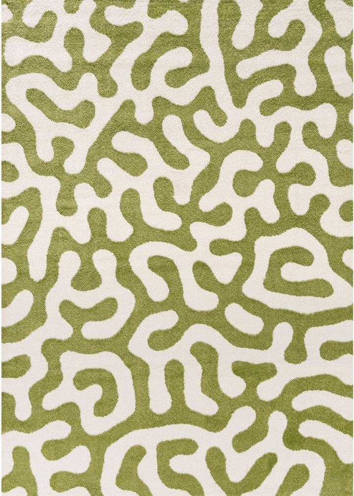 Joli abstract Green & White High Pile Rug