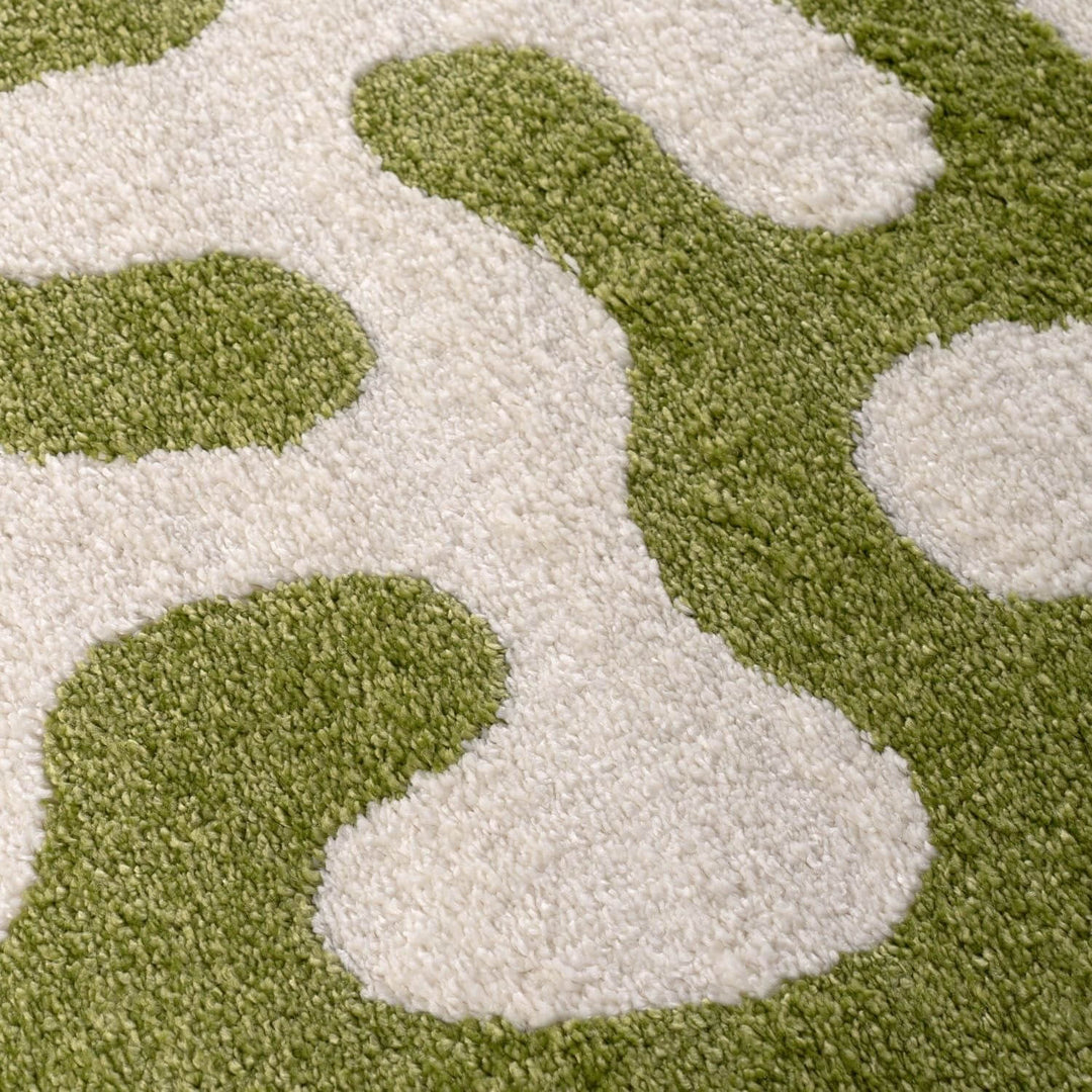 Joli abstract Green & White High Pile Rug