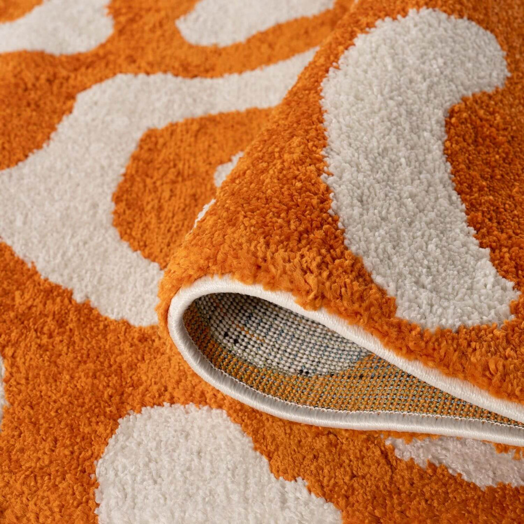 Joli Abstract Orange & White Soft Pile Rug