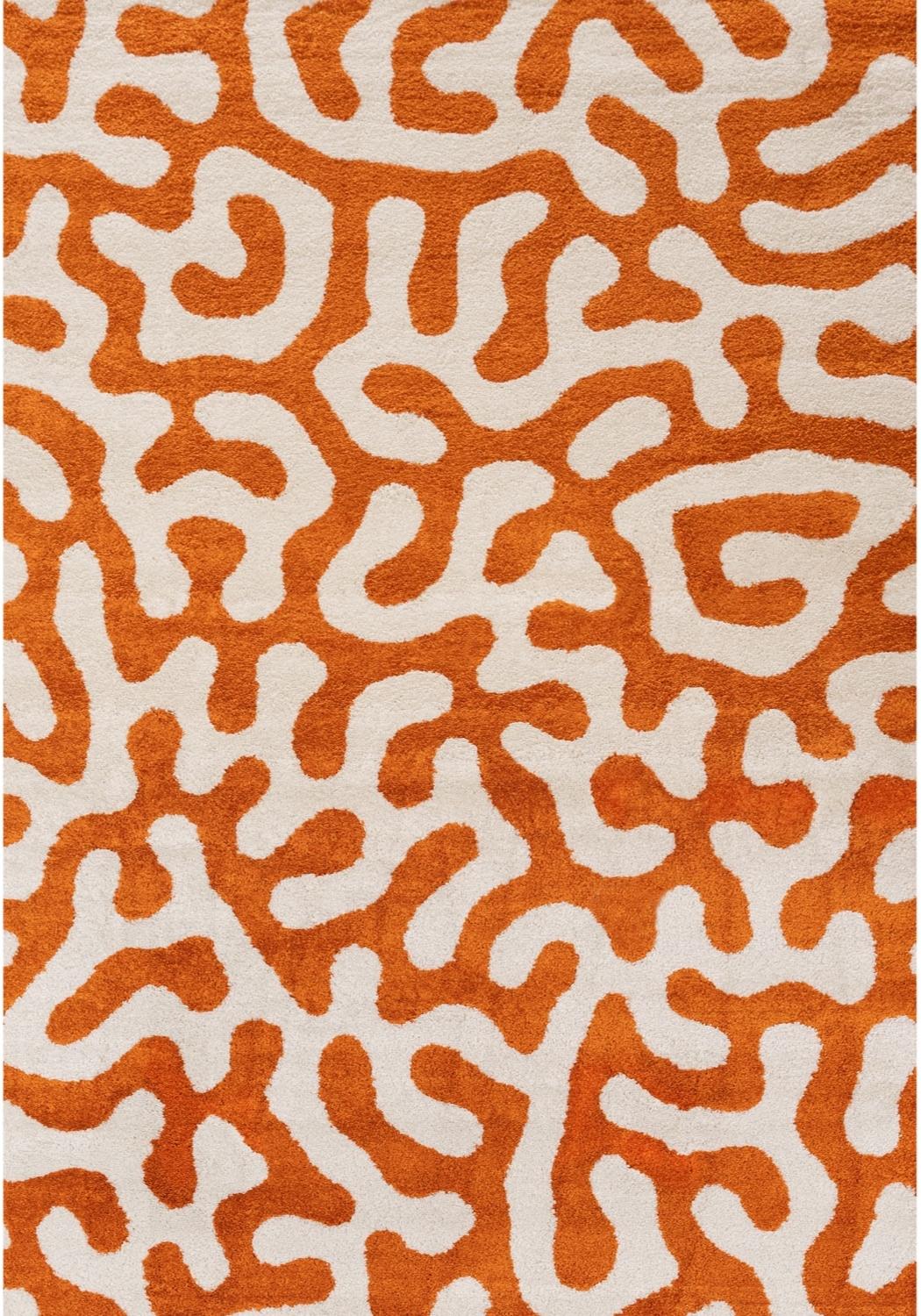 Joli Abstract Orange & White Soft Pile Rug