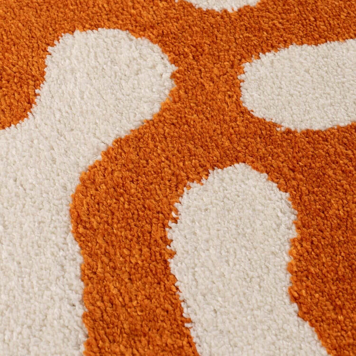 Joli Abstract Orange & White Soft Pile Rug