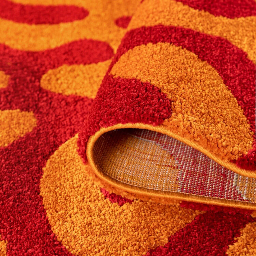 Joli Abstract Red & Orange Durable, Soft Rug