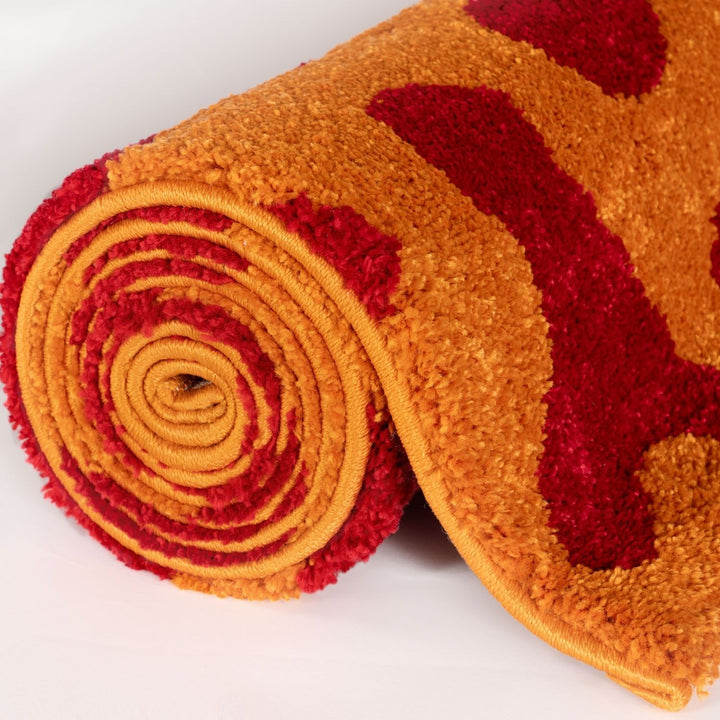 Joli Abstract Red & Orange Durable, Soft Rug