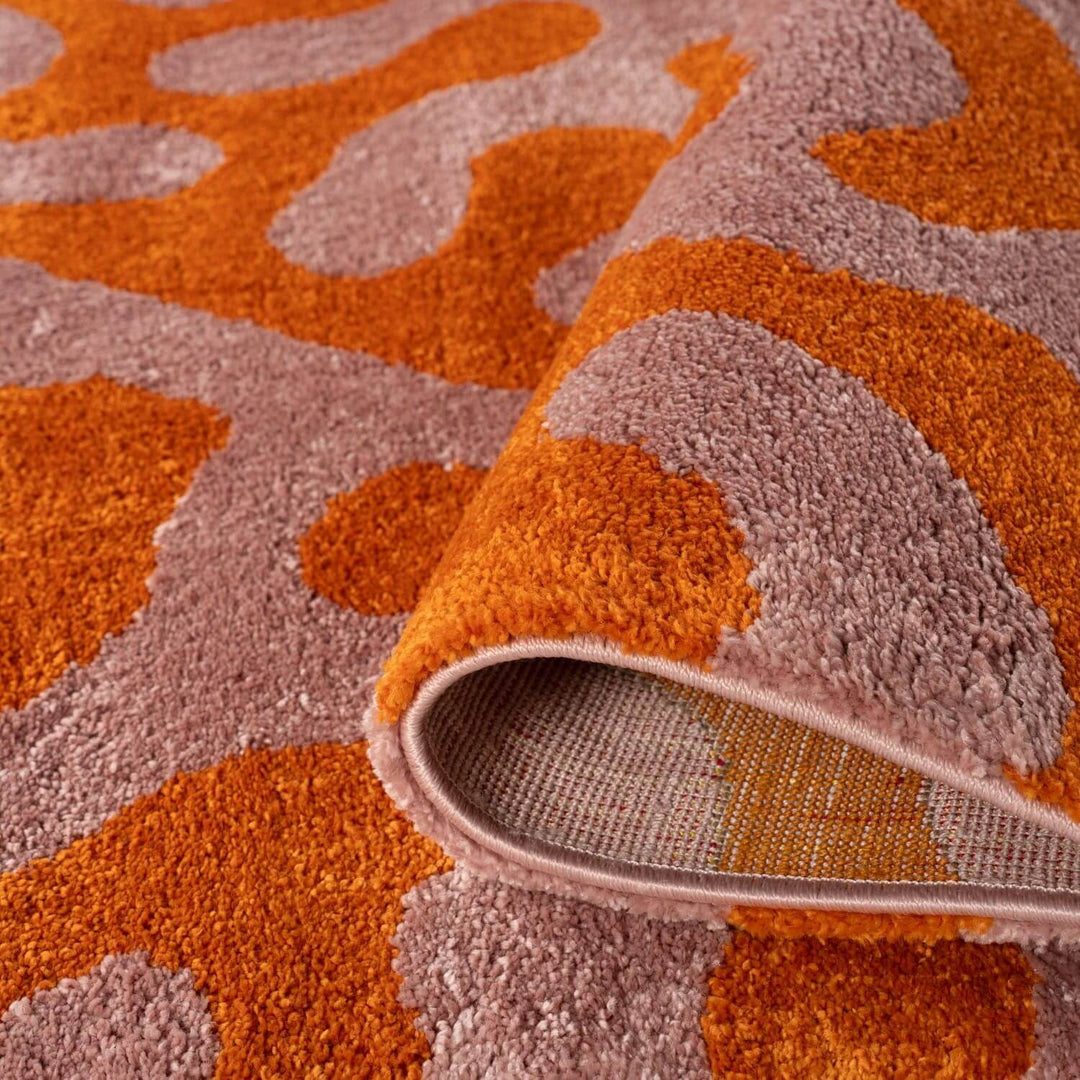 Joli Abstract Orange & Pink Plush Pile Rug
