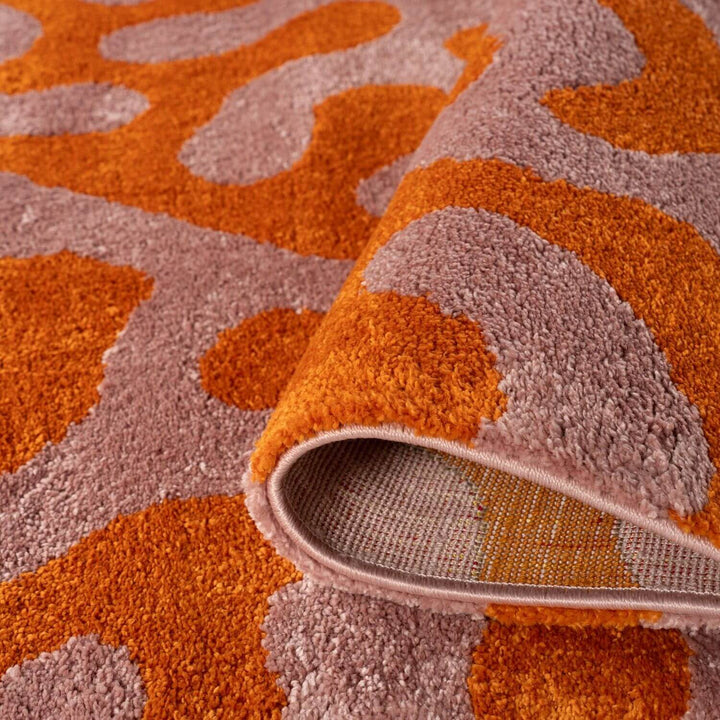 Joli Abstract Orange & Pink Plush Pile Rug