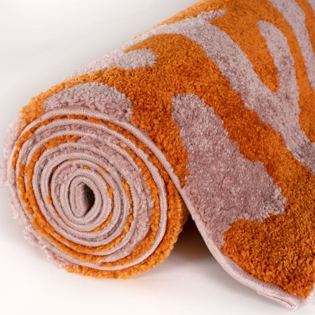 Joli Abstract Orange & Pink Plush Pile Rug