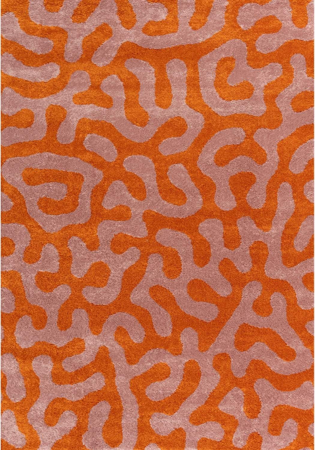 Joli Abstract Orange & Pink Plush Pile Rug