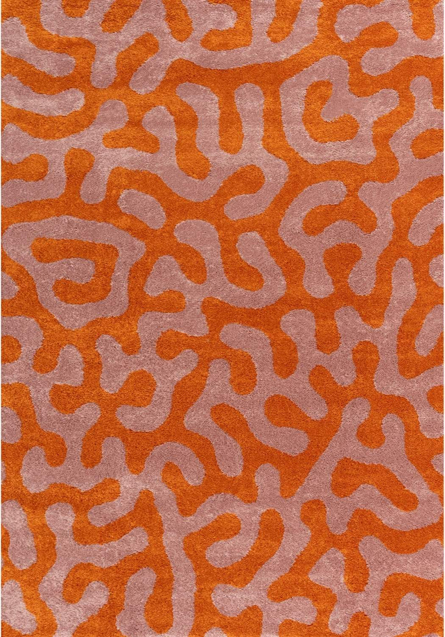 Joli Abstract Orange & Pink Plush Pile Rug