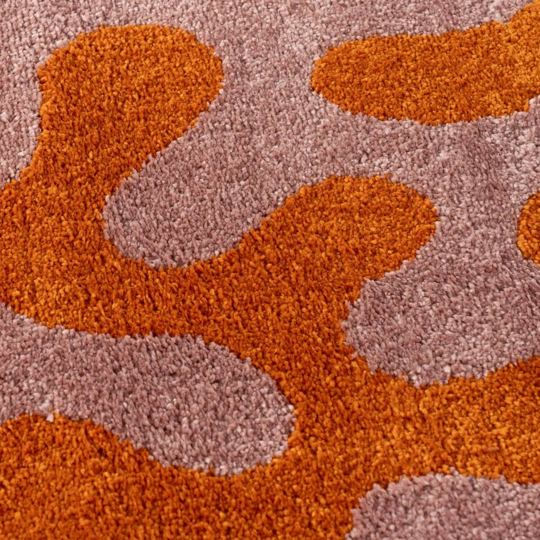 Joli Abstract Orange & Pink Plush Pile Rug