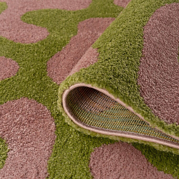 Joli Abstract Green & Pink non-shedding Rug