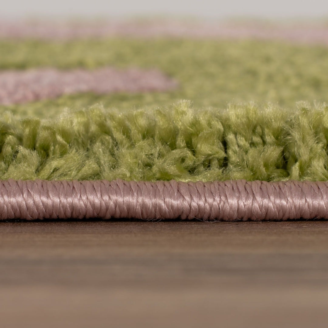 Joli Abstract Green & Pink non-shedding Rug
