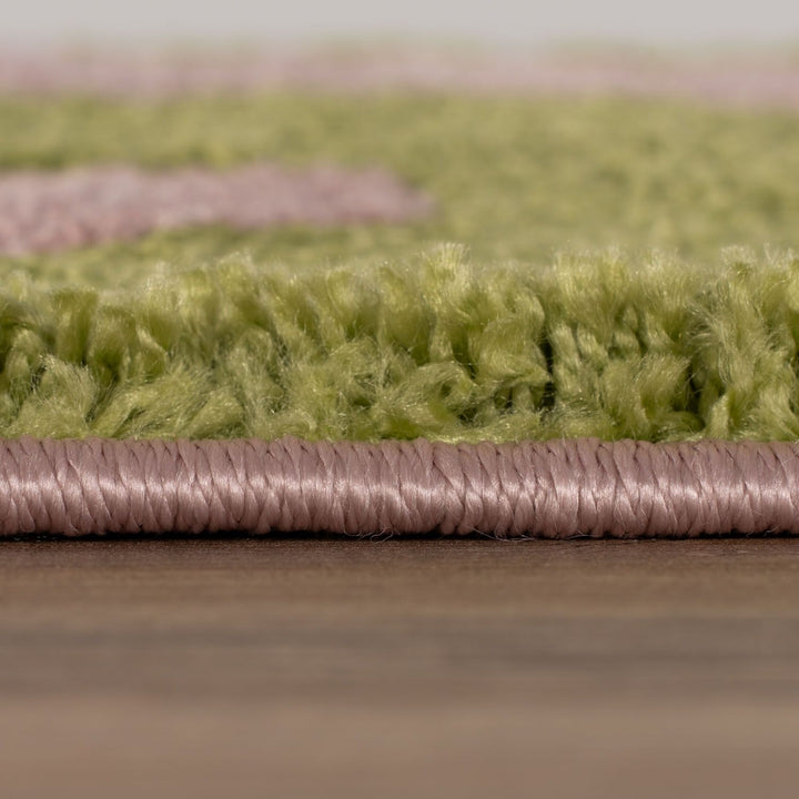 Joli Abstract Green & Pink non-shedding Rug