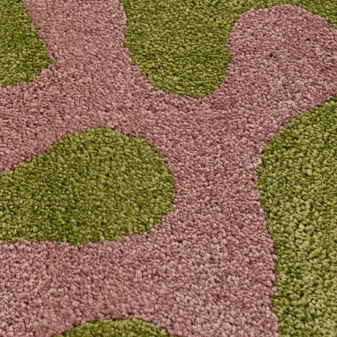 Joli Abstract Green & Pink non-shedding Rug