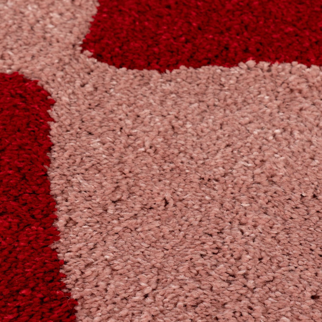Close-up of red and brown textured carpet