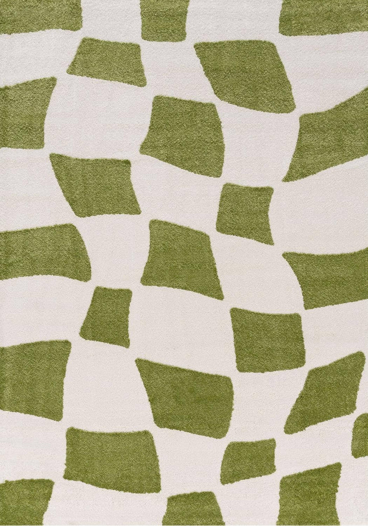 Green geometric pattern on a white background