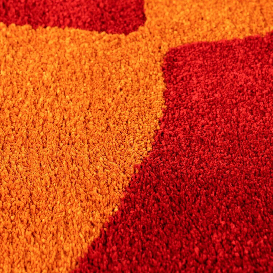 Close-up of red and orange textured fabric