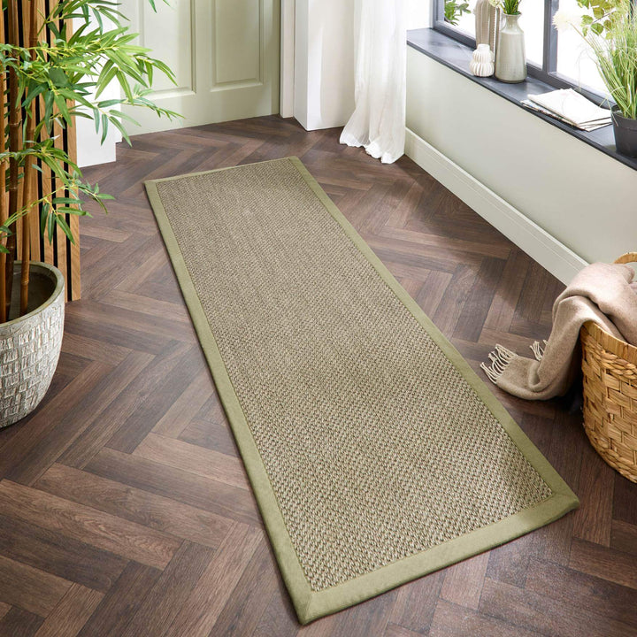 Bordered Sage Green Non-Slip Sisal Rug