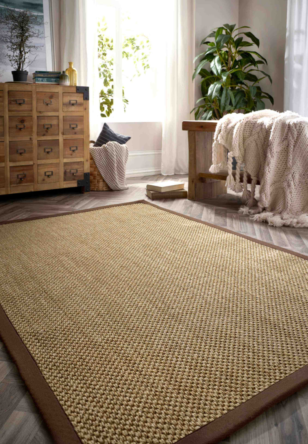 Bordered Natural Non-Slip Sisal Rug