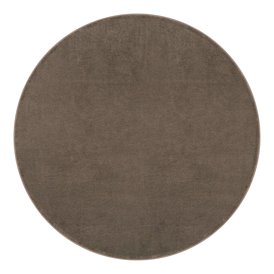 Washmellow light brown round washable rug, top view | The Rugs