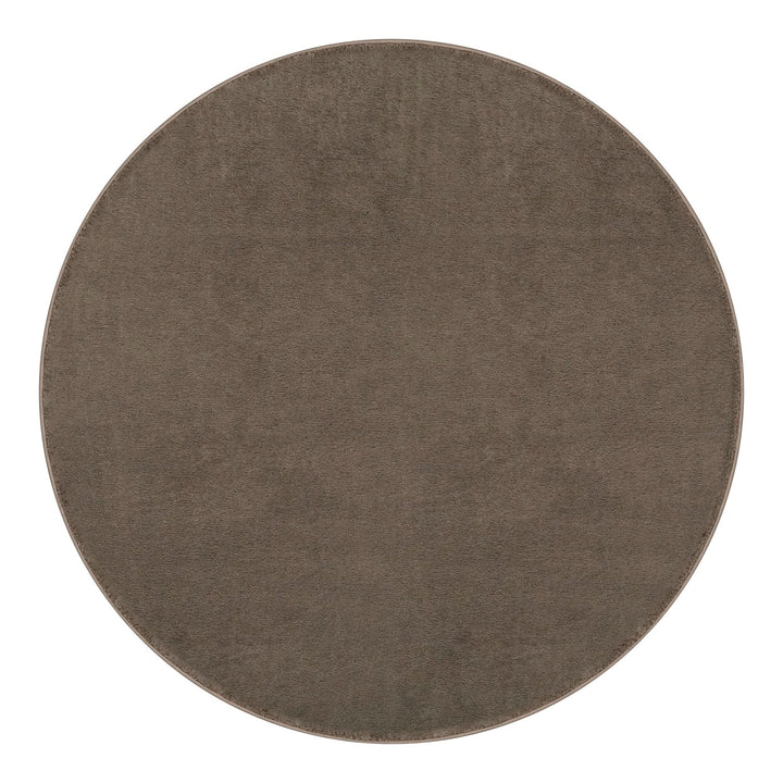 Washmellow light brown round washable rug, top view | The Rugs