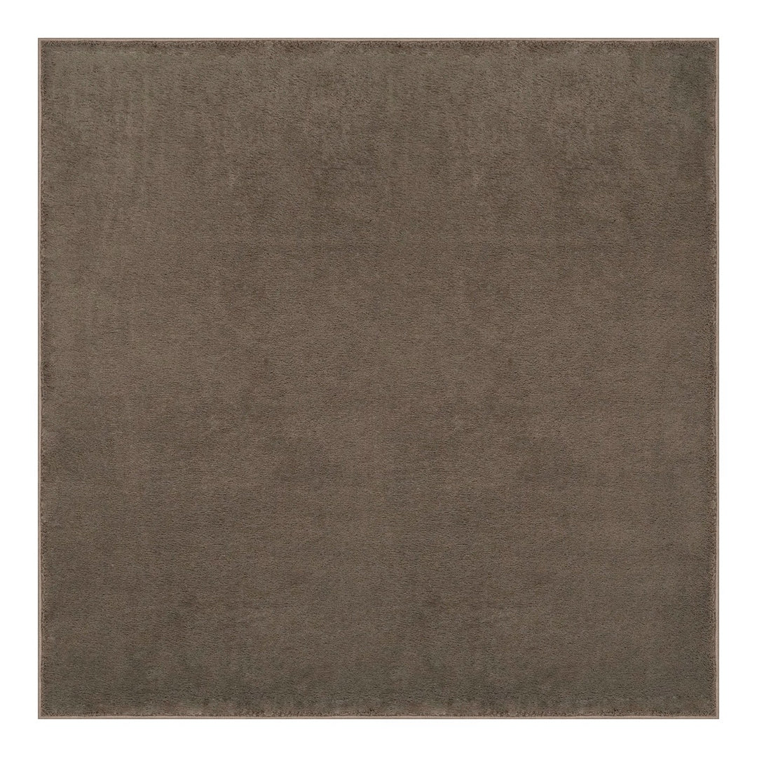 Washmellow light brown square washable rug, top view | The Rugs