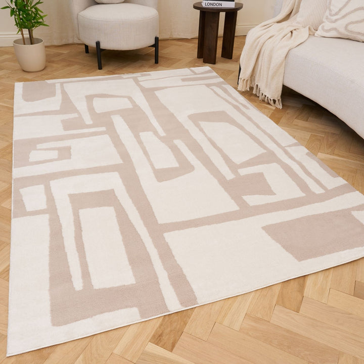 Beige Cream Rug Fade, Stain Resistant, Ideal for high Traffic areas