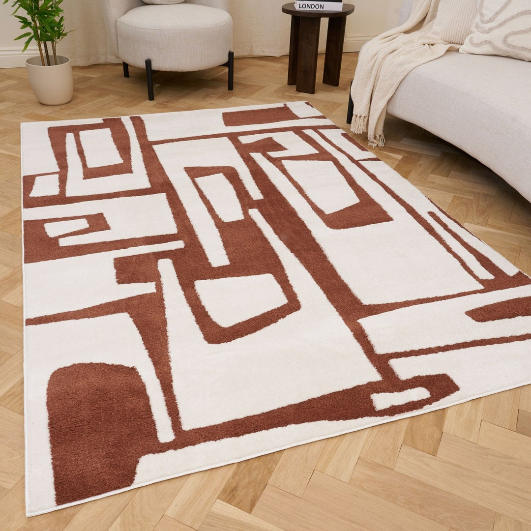 Geometric patterned rug Terra Colour Simple Care, Anti Static, Suitable Underfloor heating