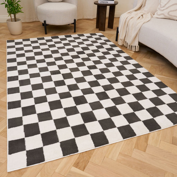Checkerboard Blue Rug 14 mm High–Low Pile Rug