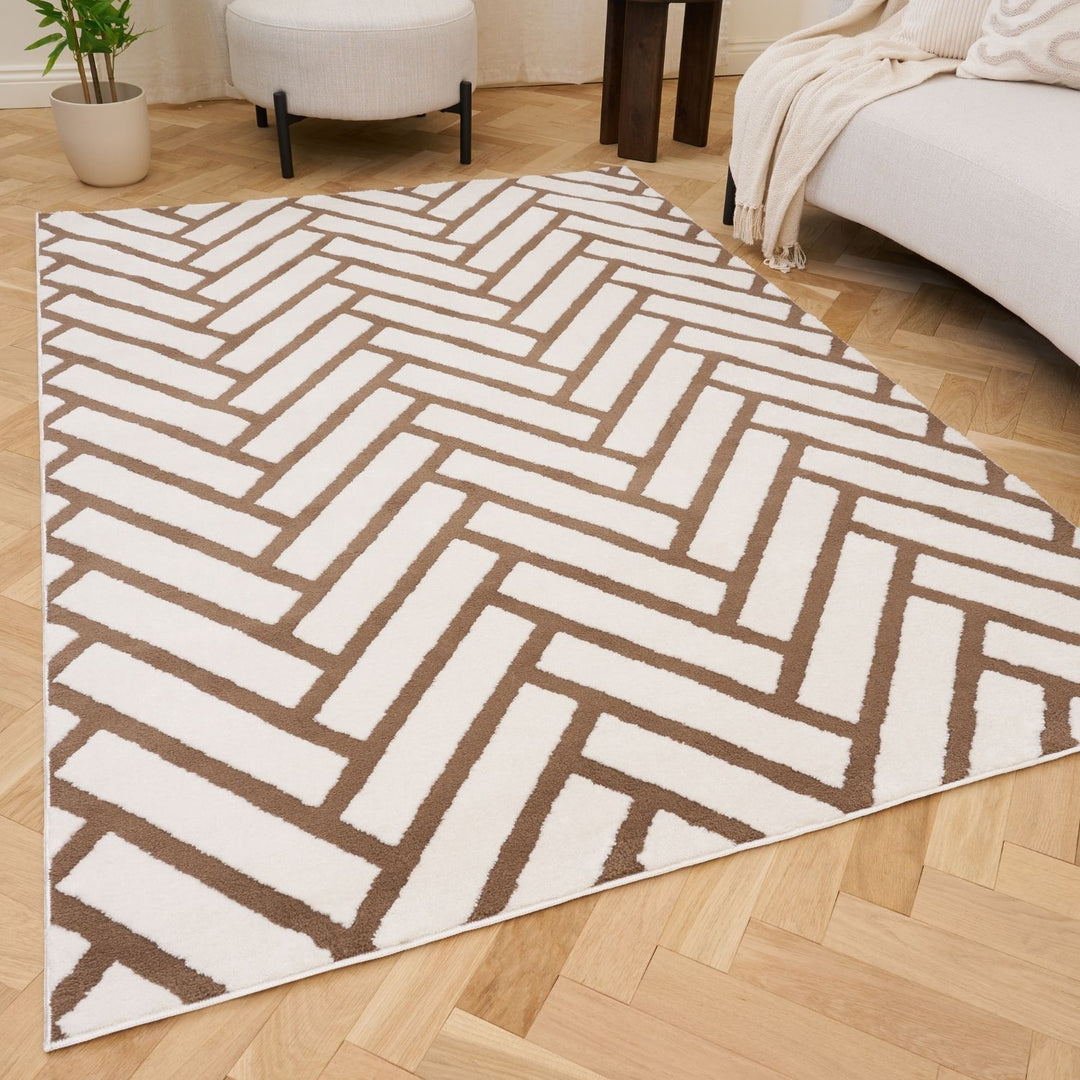 Brown Chevron Rug Noise-Reducing, Durable every room