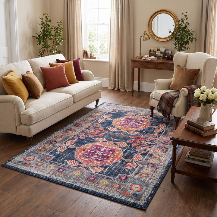 Living Room Rug Vintage in Multicolour