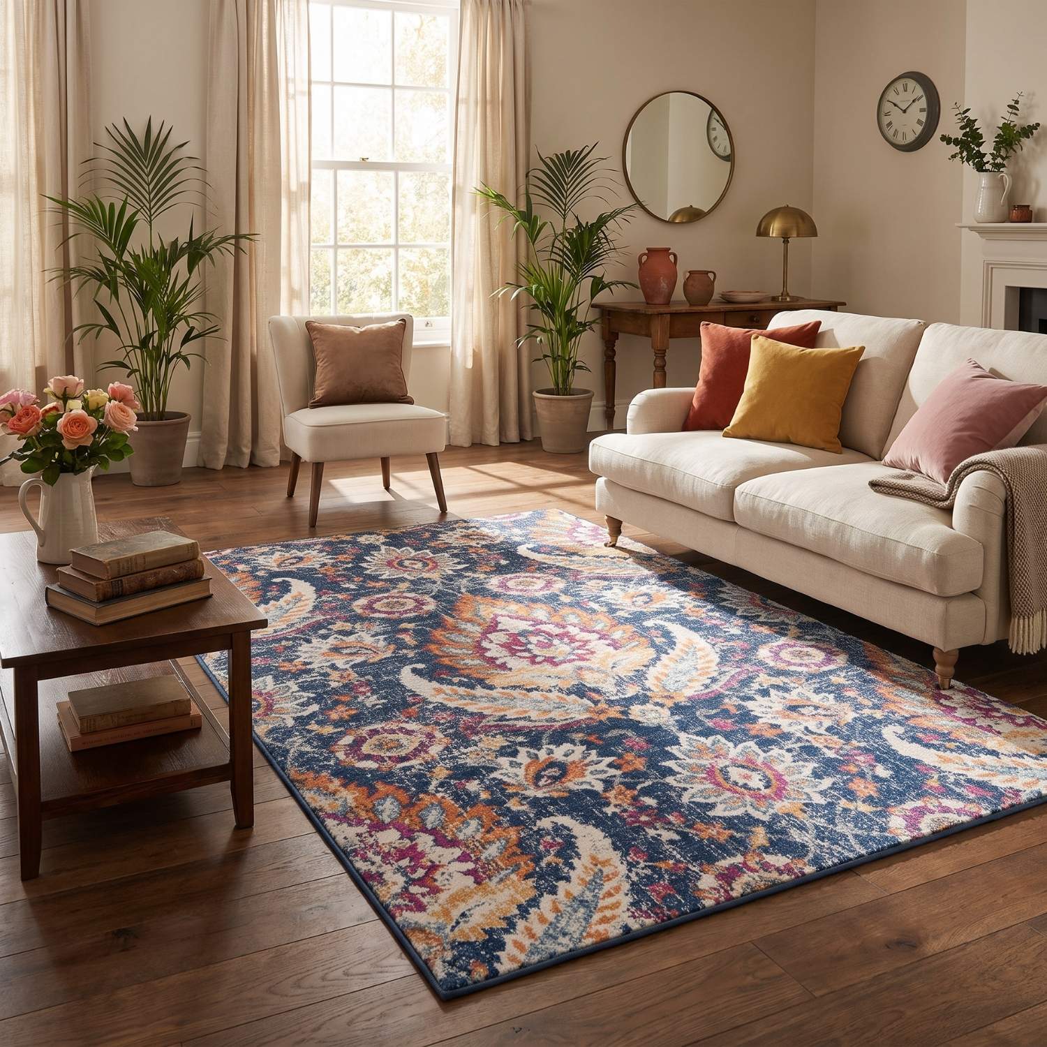 Vintage Design Purple Living Room Rug