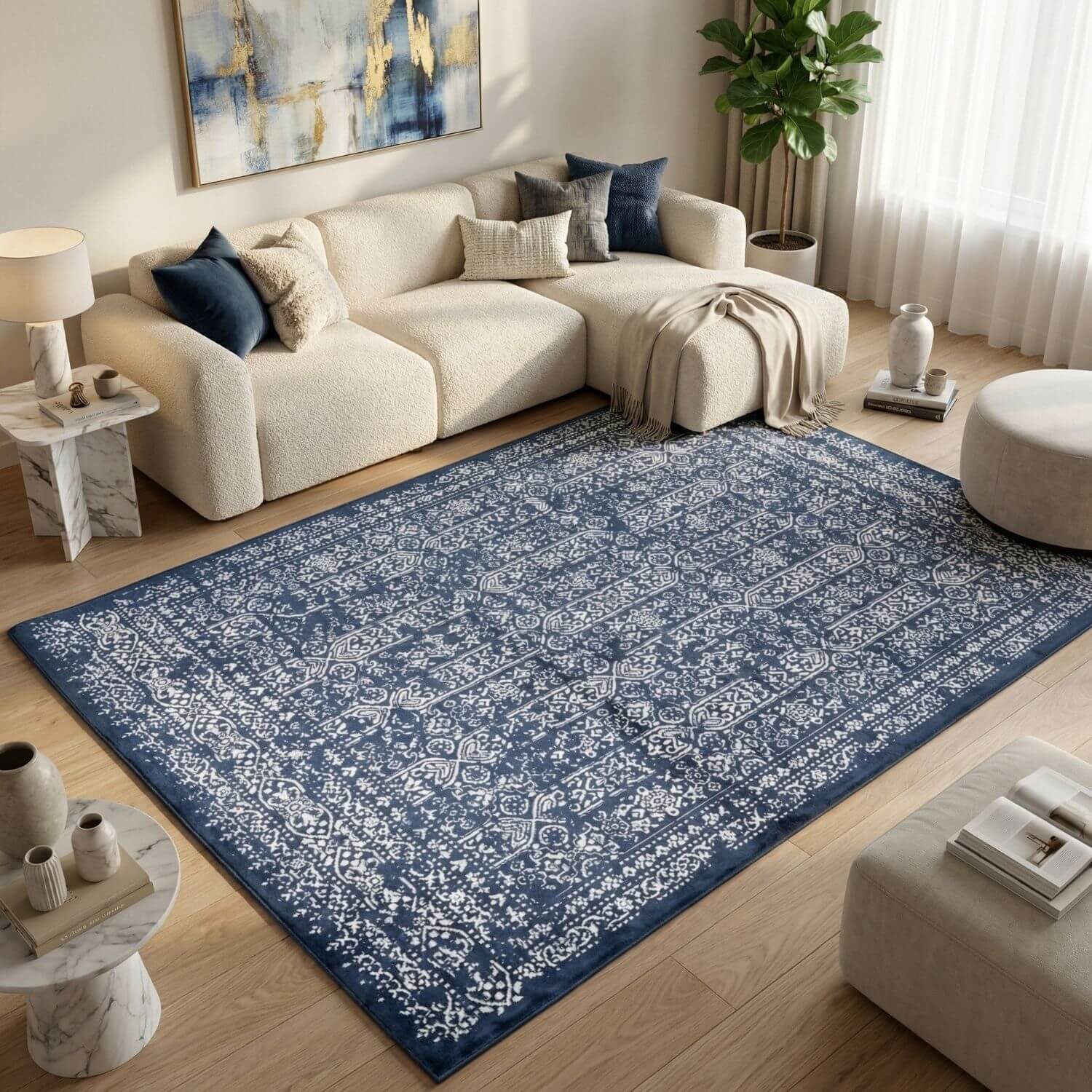 Montana Blue colour Vintage design rug