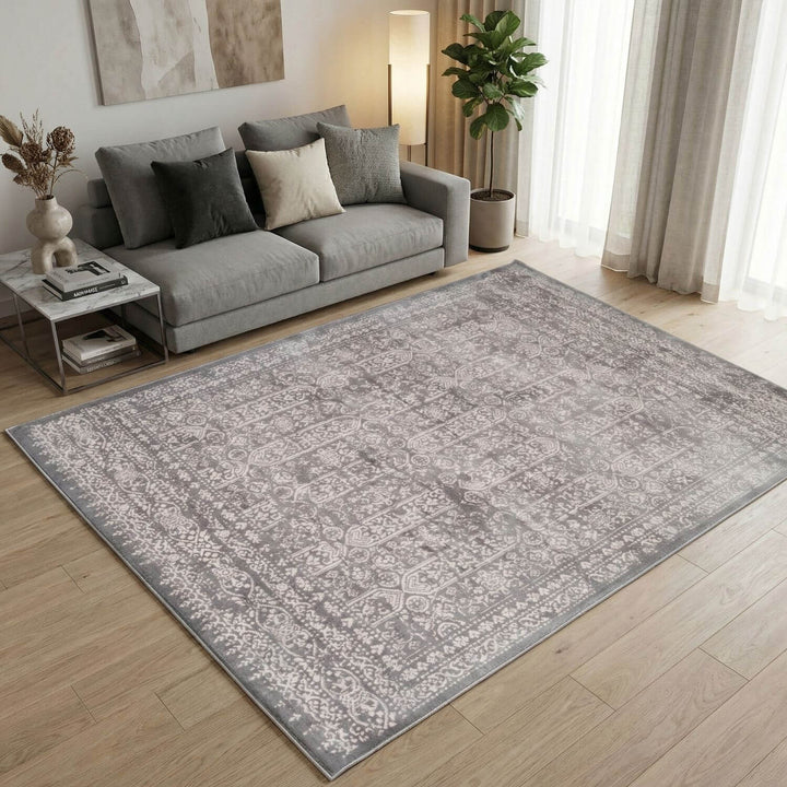 Grey Vintage Design Rug, Suitable High Traffic Areas