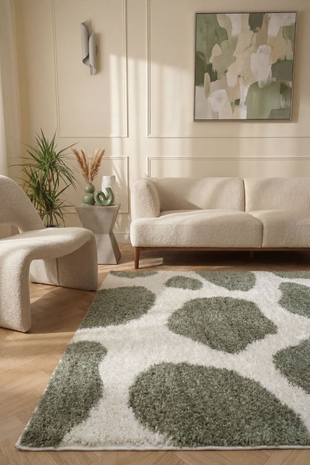 Moodi Shaggy Green, plush underfoot feel, easy to clean | THE RUGS