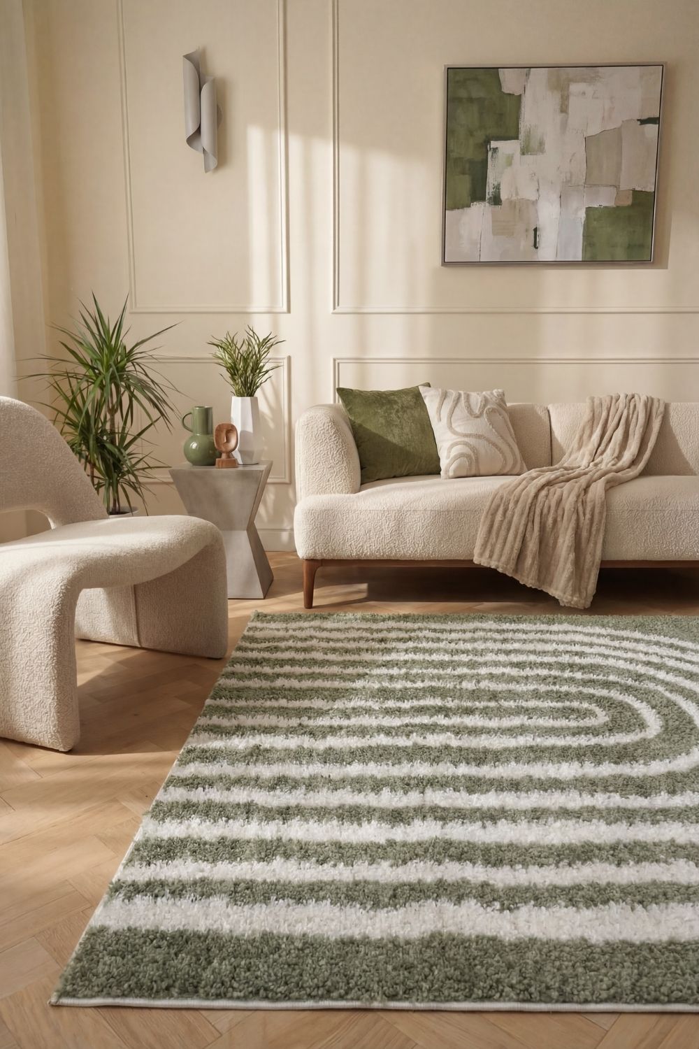 Moodi Shaggy Green rug, scandinavian design, soft pile | THE RUGS