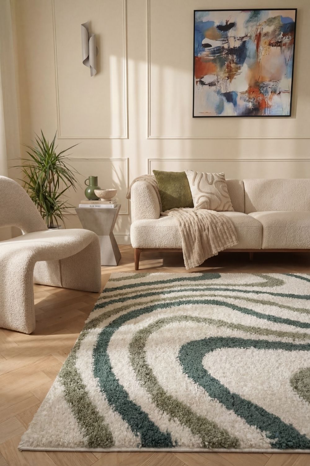 Moodi. Myshaggy rug, Striped design, 30 mm plush pile, easy maintain | THE RUGS