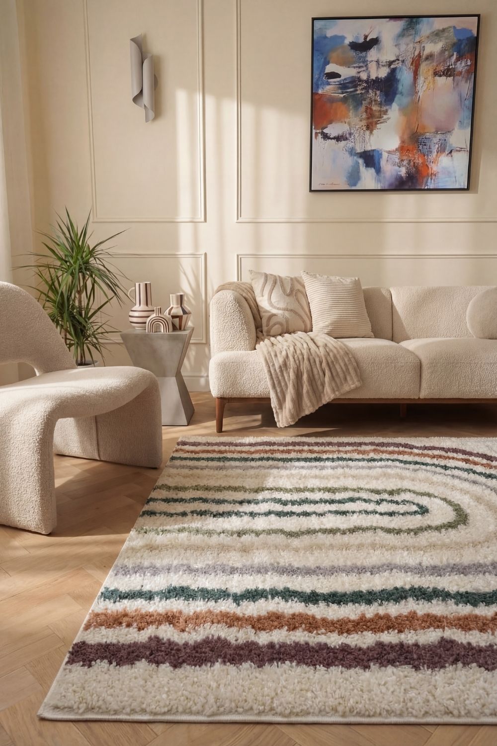 Moodi shaggy multicoloured rug,  Scandinavian-inspired design | THE RUGS