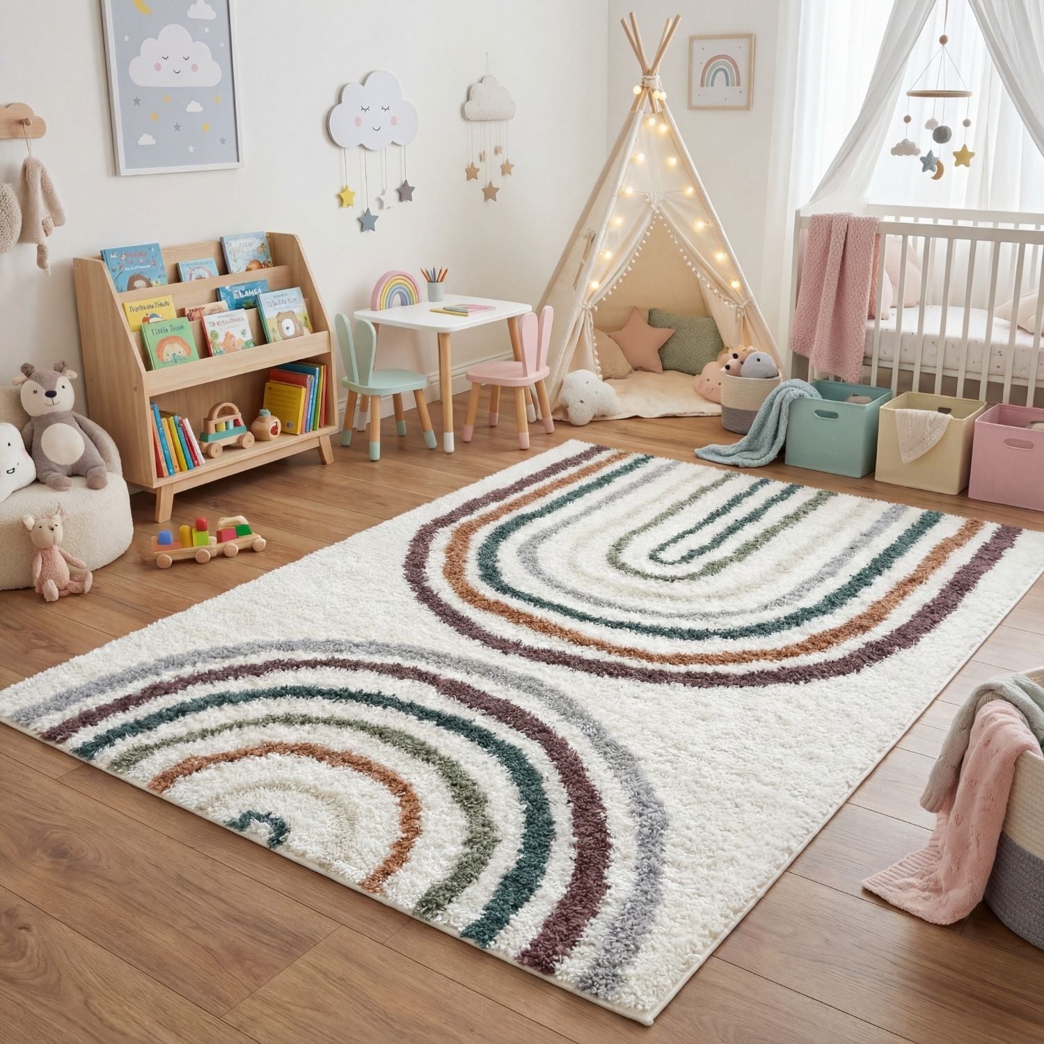 Moodi shaggy multicoloured rug,  Scandinavian-inspired design | THE RUGS
