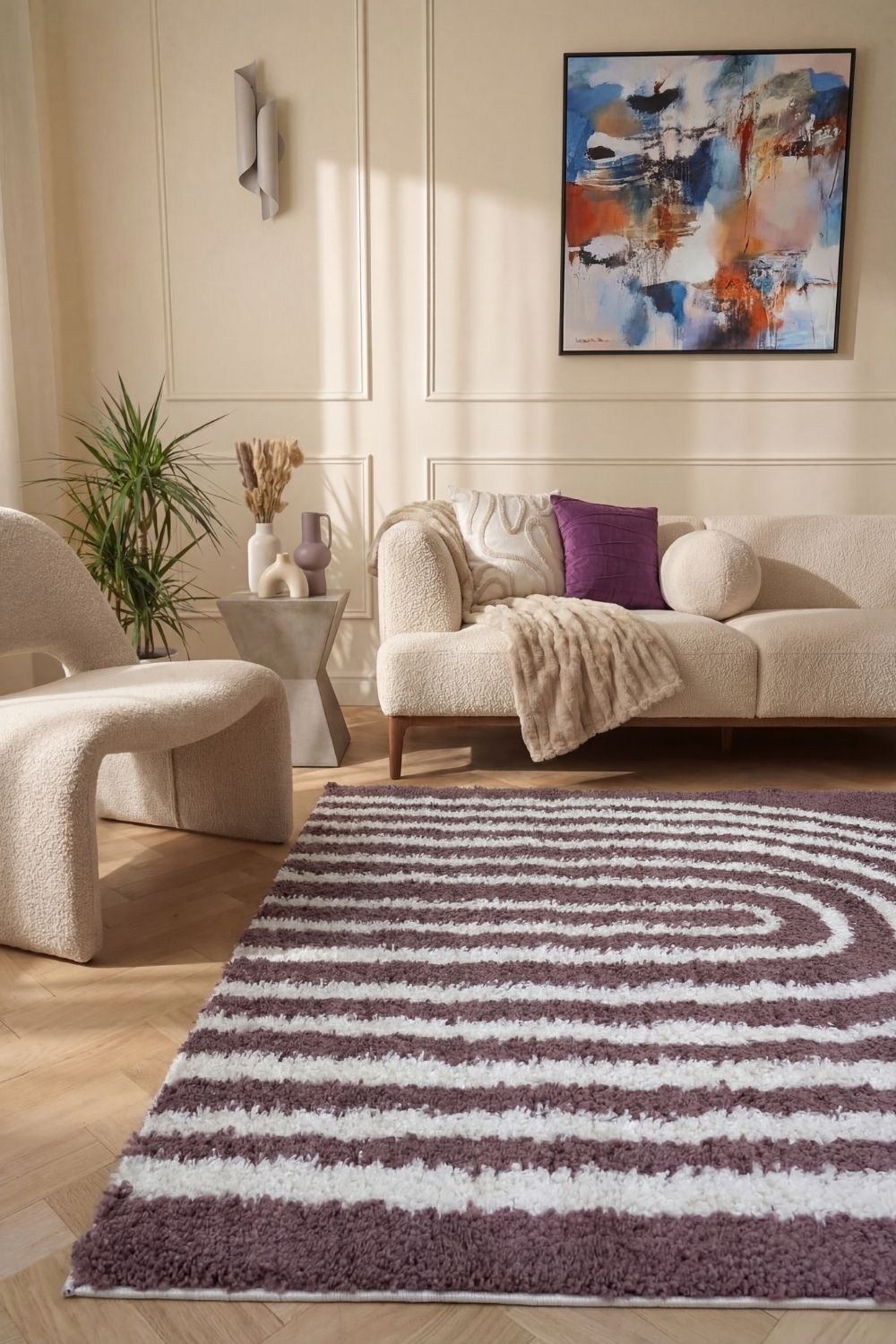 Moodi Shaggy Purple Rug, 30 mm soft & durable pile, warmth underfoot, scandinavian design | THE RUGS