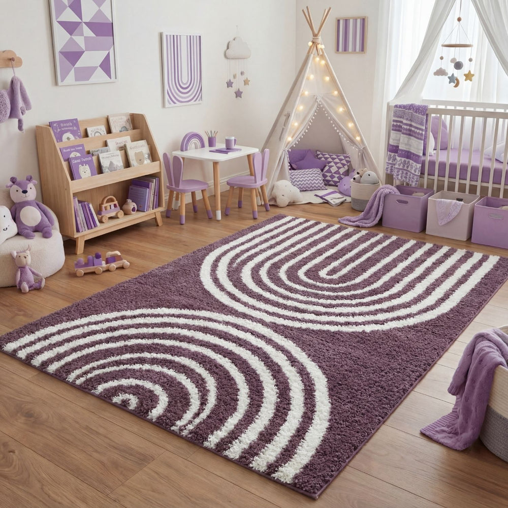 Moodi Shaggy Purple Rug, 30 mm soft & durable pile, warmth underfoot, scandinavian design | THE RUGS