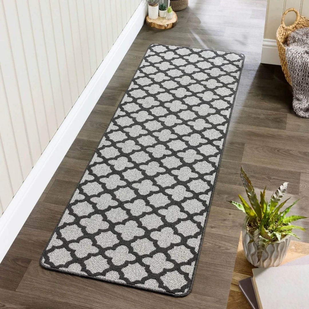 Grey Pattern Rug Mat The Rugs Quality Moroccan Dark Grey Washable Mat Runner