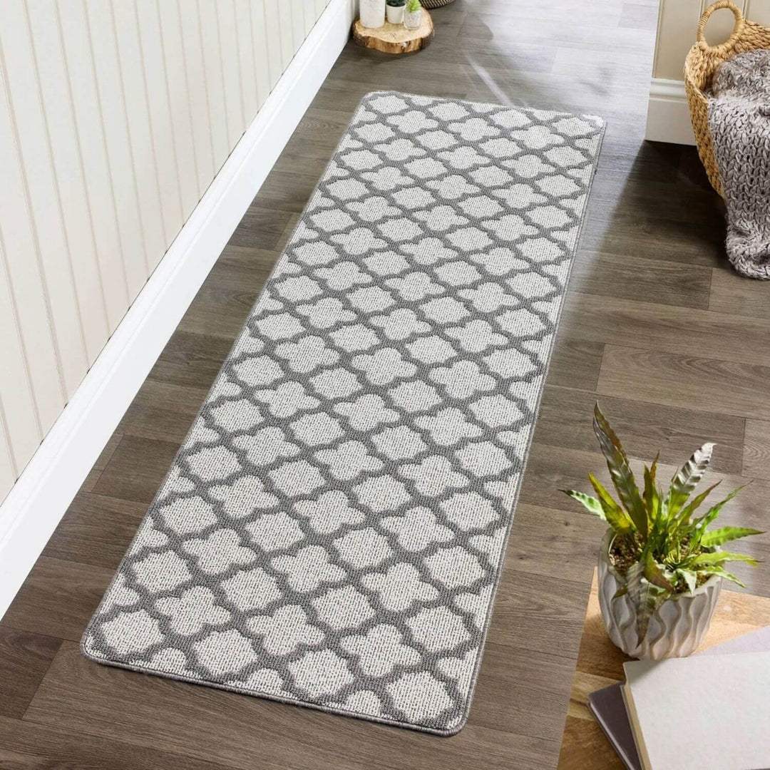 Moroccan Grey Washable Mat and Runner Eco-Friendly | THE RUGS