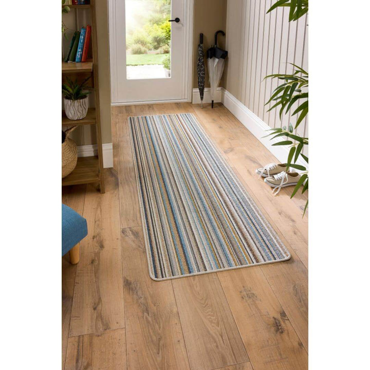 multicolour stripe washable mat with entrance