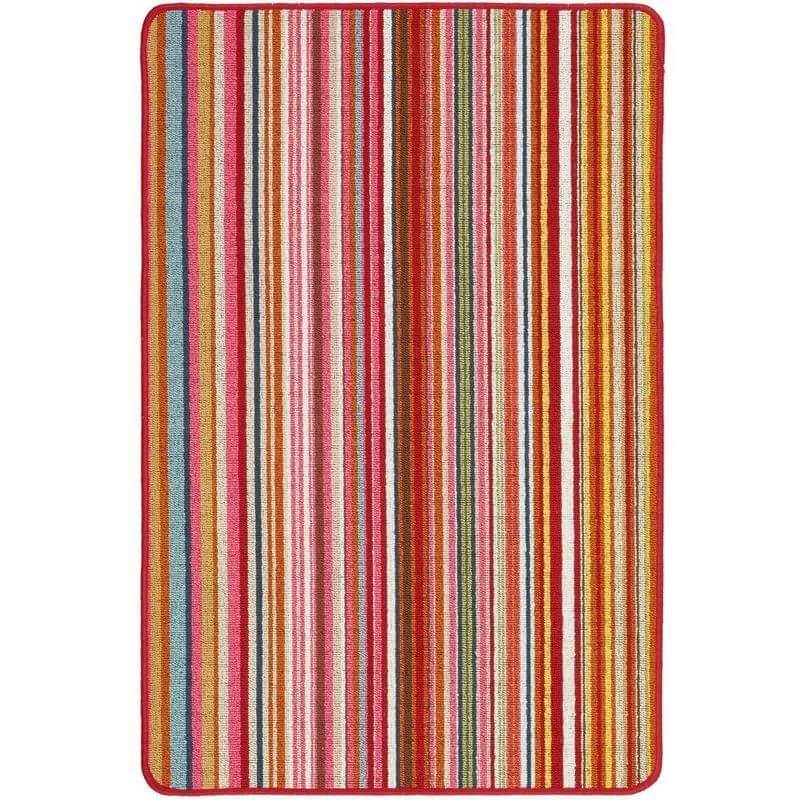 multicolour striped washable mat