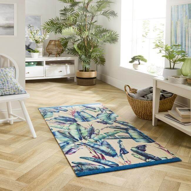 multicolour tropical washable mat with the environment 