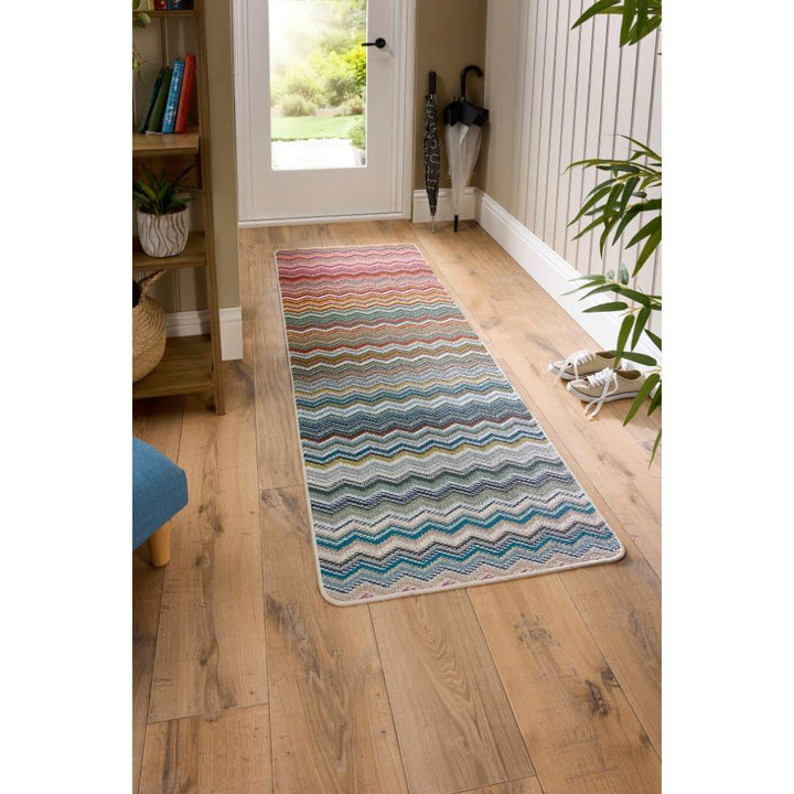 multicolour zigzag washable mat with entrance